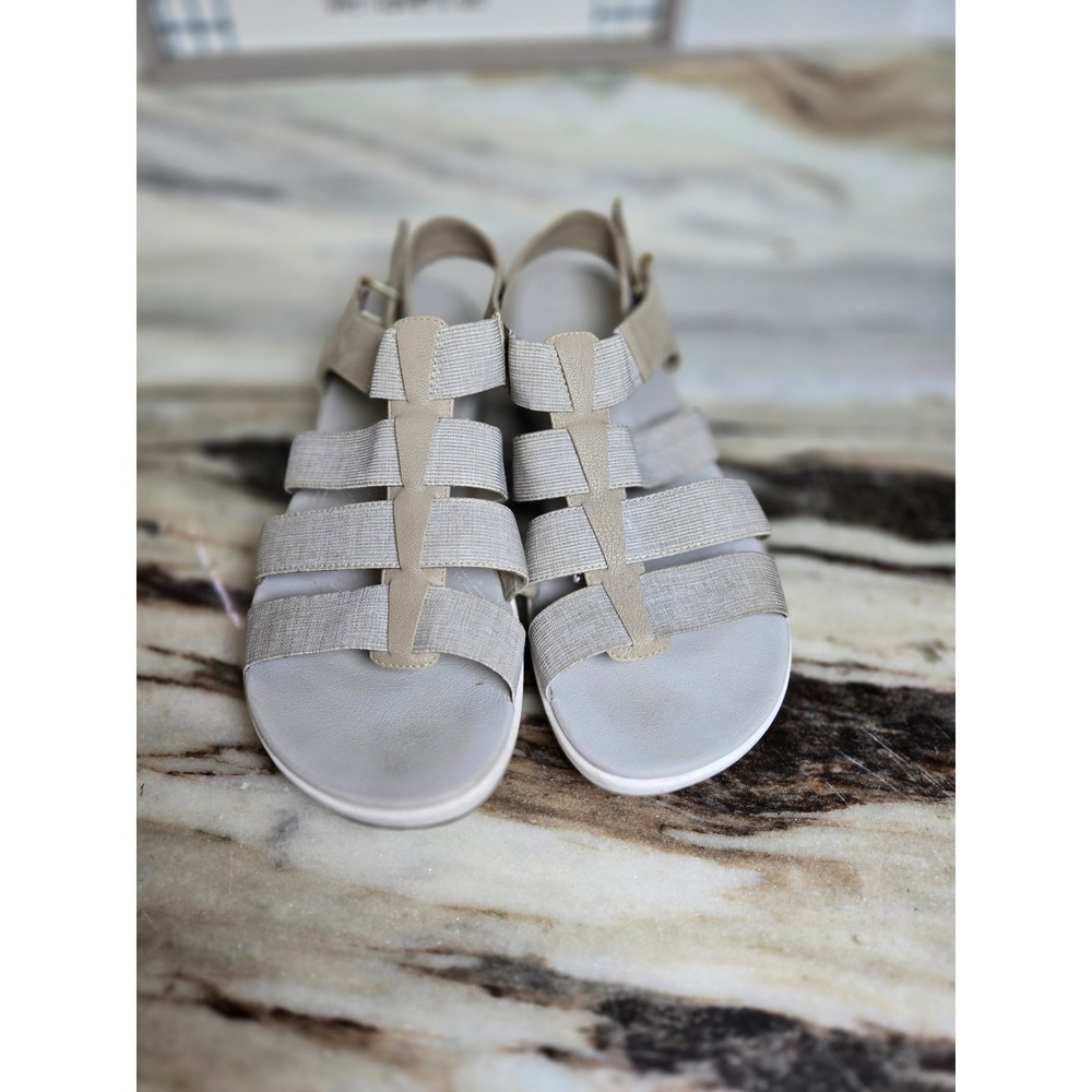 Clarks Cloudsteppers TaupeElastic Strappy Sandals Womens 11 W Wide - Picture 2 of 12